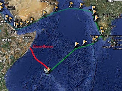 The Chandlers were earlier moved to a container ship off the coast of Harardheere © SW